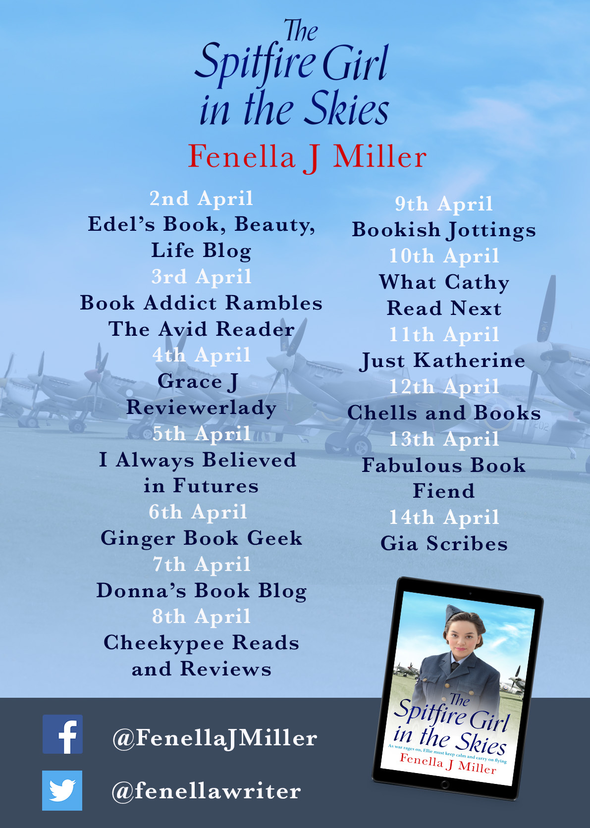 The Spitfire Girl in the Skies blog tour poster