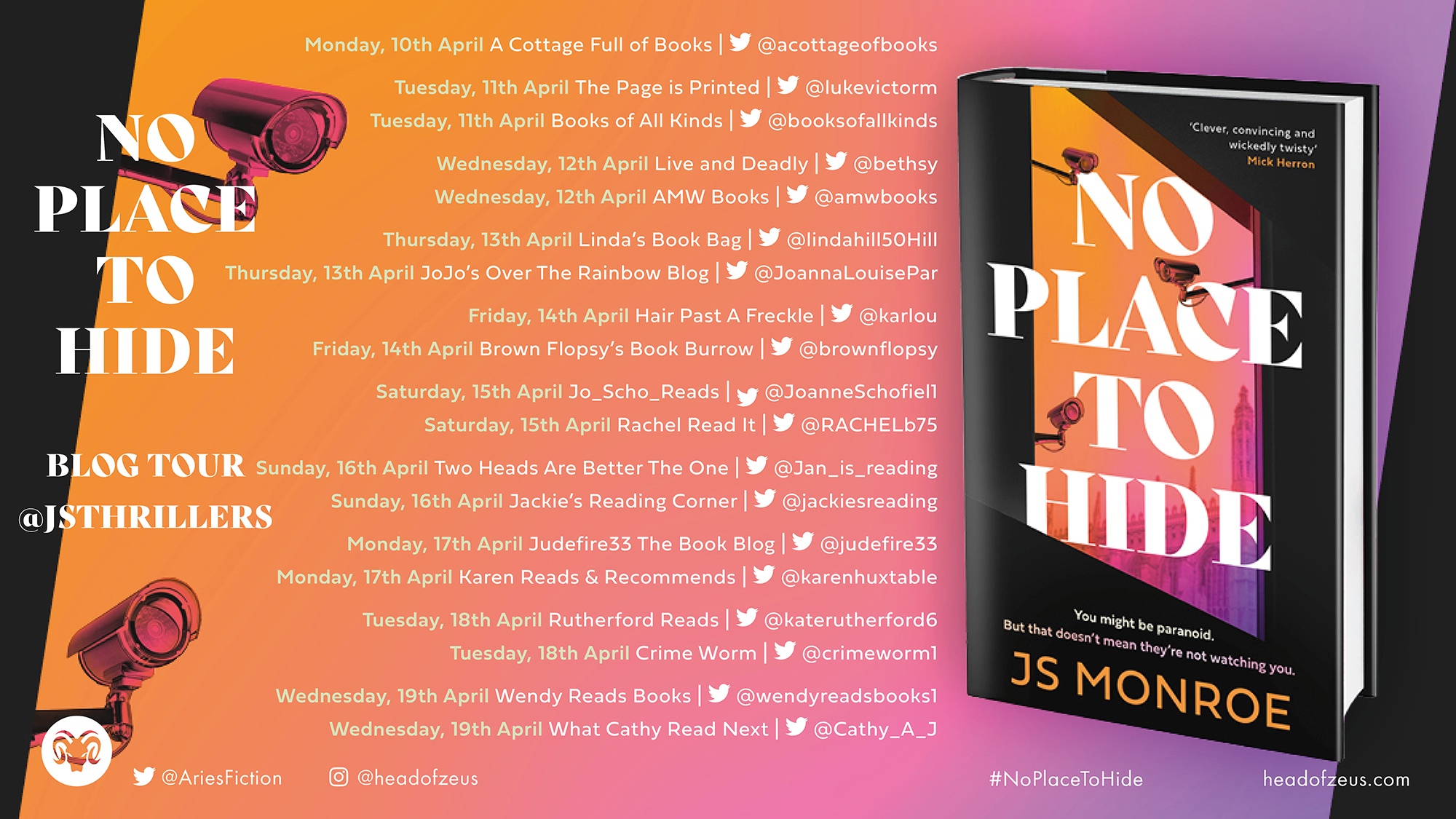 BLOG TOUR BANNER no place to hide