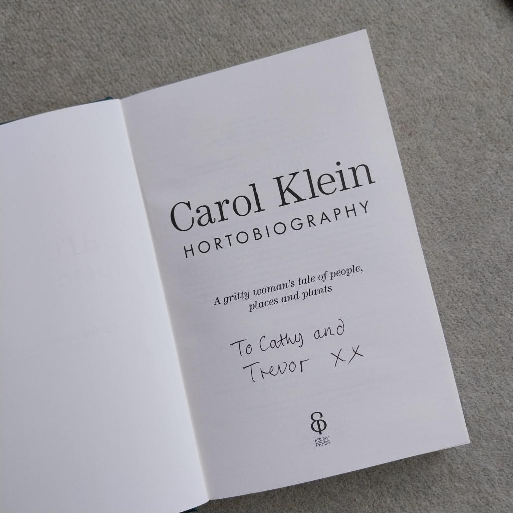 Signed copy of Hortobiography by Carol Klein